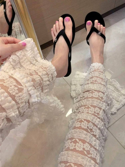 Summer Fancy Lace Tiered Long Pant